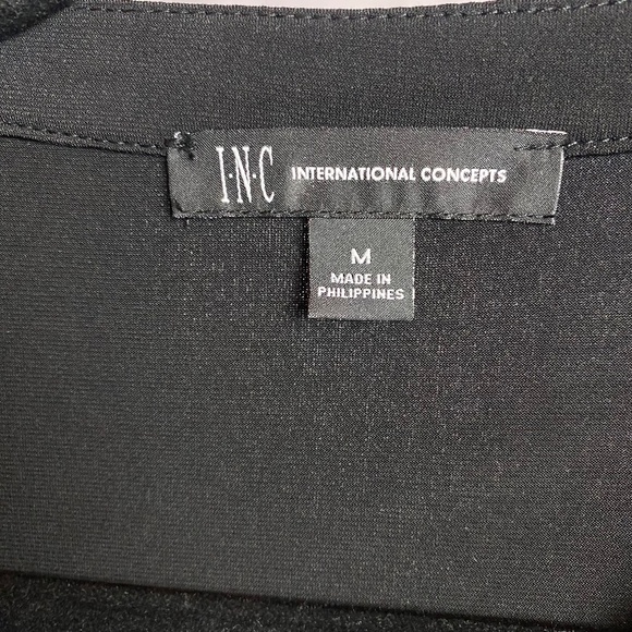 NWT INC International Concepts Black Zip Pocket Long Sleeve Knit Blouse Medium - Picture 3 of 8